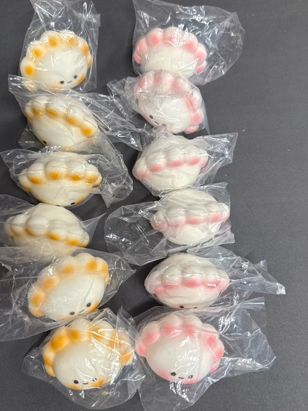 Cute Squeeze fidget dumpling Toy - White with Pink or Orange Accents